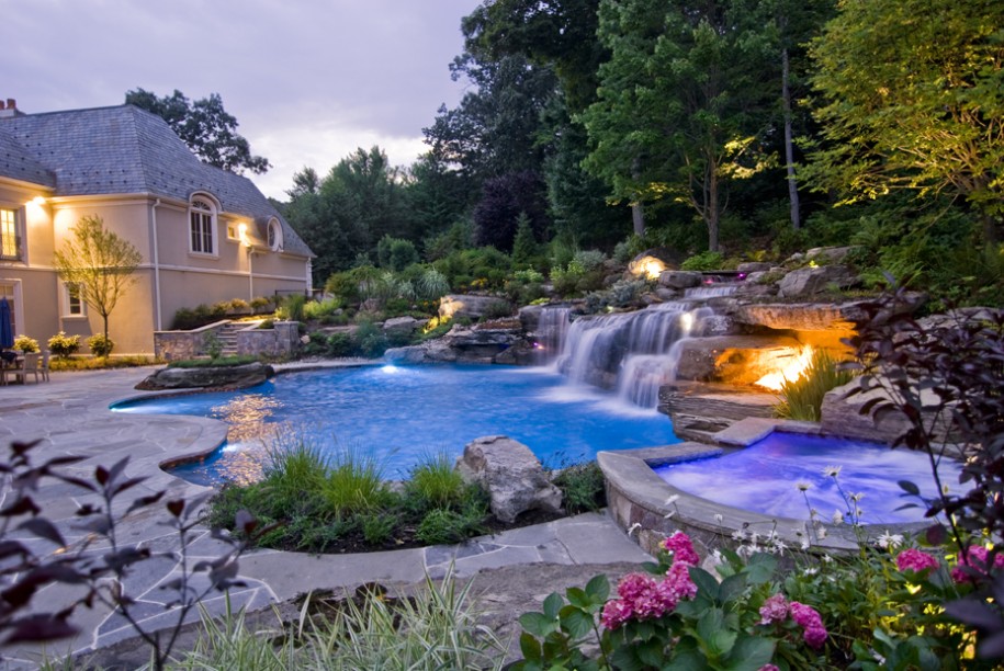 swimming-pool-designs-outdoor-lights-pretty-flowers