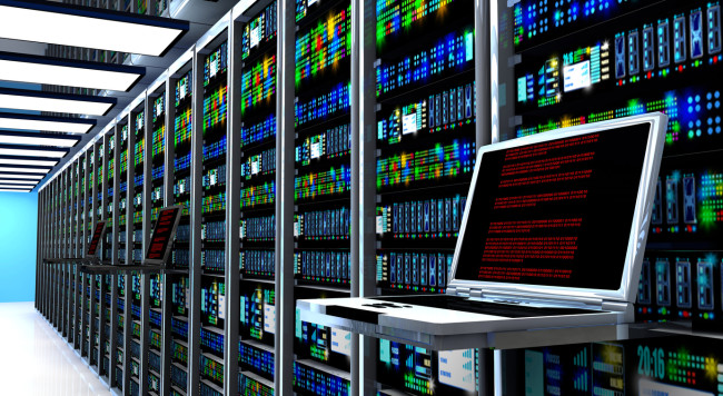 Server room interior in datacenter pci compliance