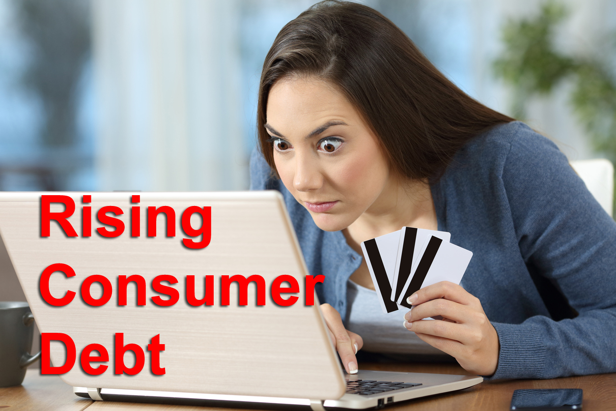 Compulsive on line shopper or gambler at home rising consumer debt