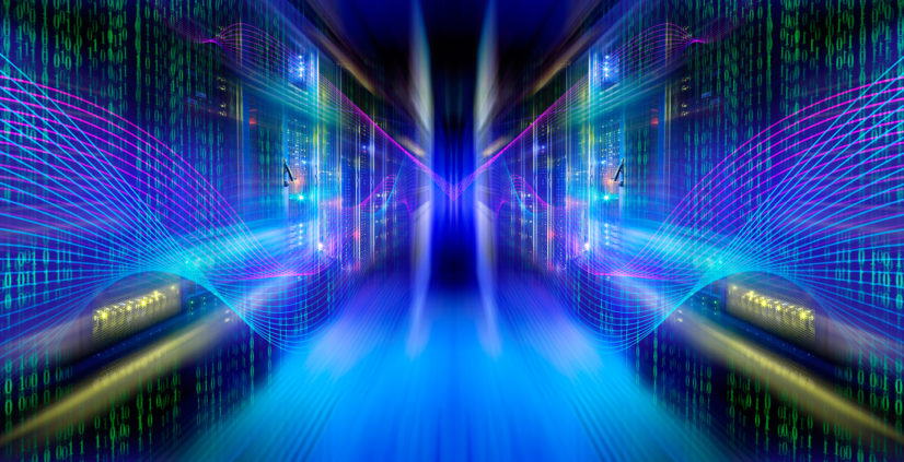 abstract image Light traces. visualization of hacker attacks on