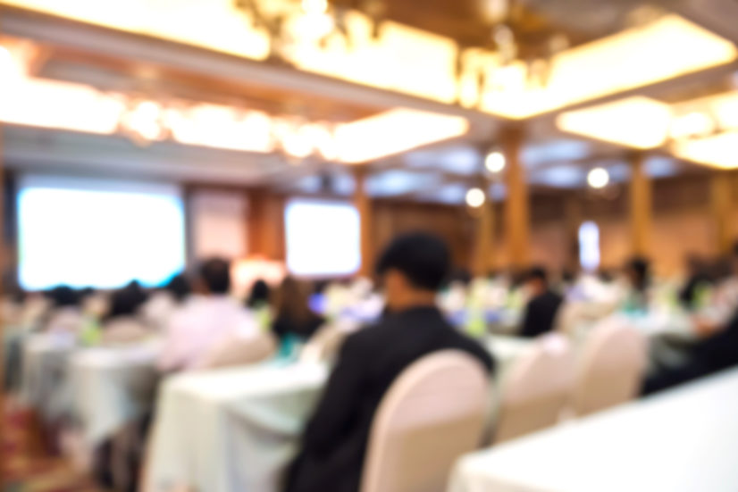 Business blurred background. Seminar and conference in convention hall. credit and collection professionals