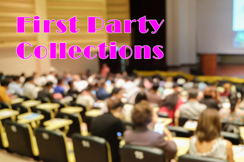 blurred focus group of student sitting for listening teacher explaining or sharing experience and knowledge in convention hall room , education concept first party collections